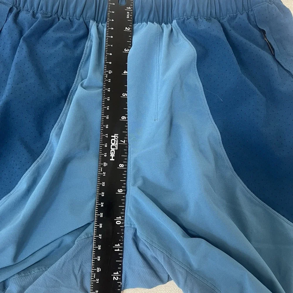 Lululemon Men's Lined Running Shorts Blue Size Small Zip Pockets 5 Inch Inseam